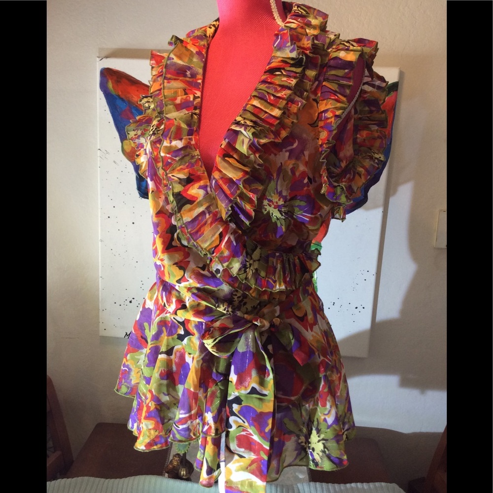 Like New! Chadwicks Multi-Comored Sheer Stunning Detailed Top XL